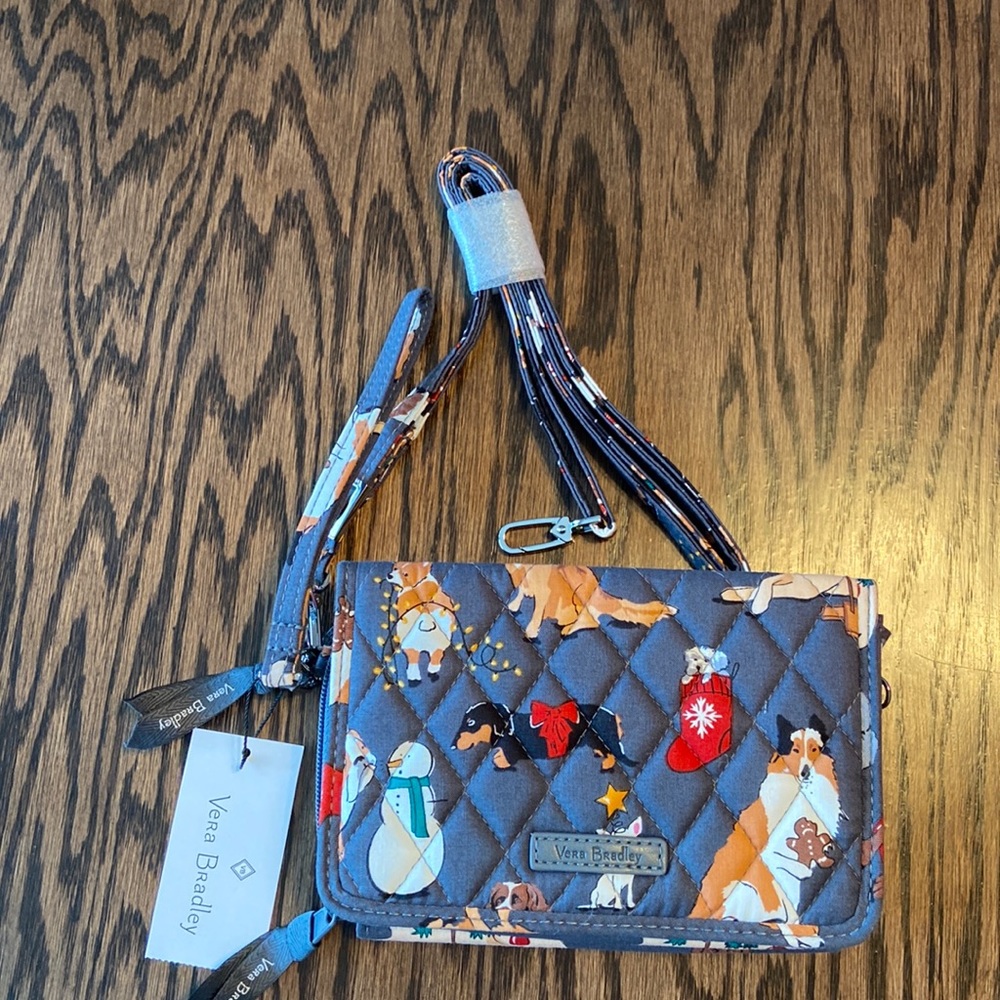Vera Bradley RFID 3 in 1 Crossbody Wristlet Holiday Dogs